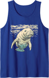 Sea Ocean Animal Art Manatee Sea Ocean Manatee Ocean Sea Animal Manatee Lover Tank Top - Royal Blue