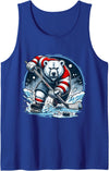 Hockey Player Love Polar Bear Hockey Bear on Ice: A Funny Polar Bear Playing Hockey Tank Top - Royal Blue