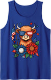 Highland Cow Cattle Livestock Farmer Highland Cattle USA 4th Of July America Tank Top - Royal Blue