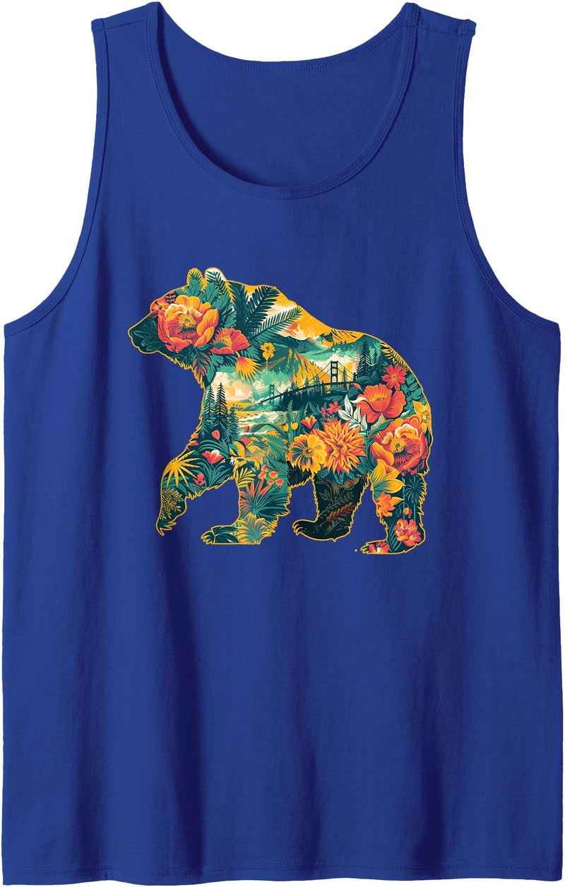 CA Style California Bear Travel Tank Top - Royal Blue