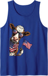 Patriotic Cow Farmer USA Graphic Cow Farmer Patriotic American Flag 4th of July USA Tank Top - Royal Blue
