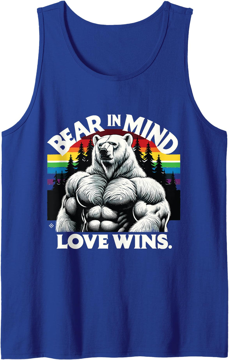 Majestic Bear Pride Gay Pride Gym Fit Polar Bear Pride Muscular Love Wins Tank Top - Royal Blue