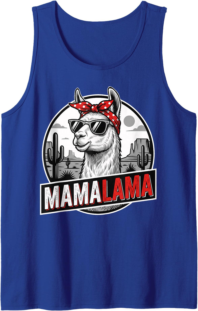 Happy Mother's Day Floral Wife Sister Design Happy Mother's Day Women Mom Grandma Mamalama Llama Tank Top - Royal Blue