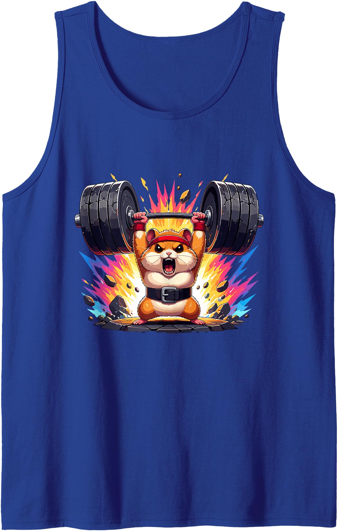 Strong Gym Hamster Weightlifting Barbell Power Tank Top - Royal Blue