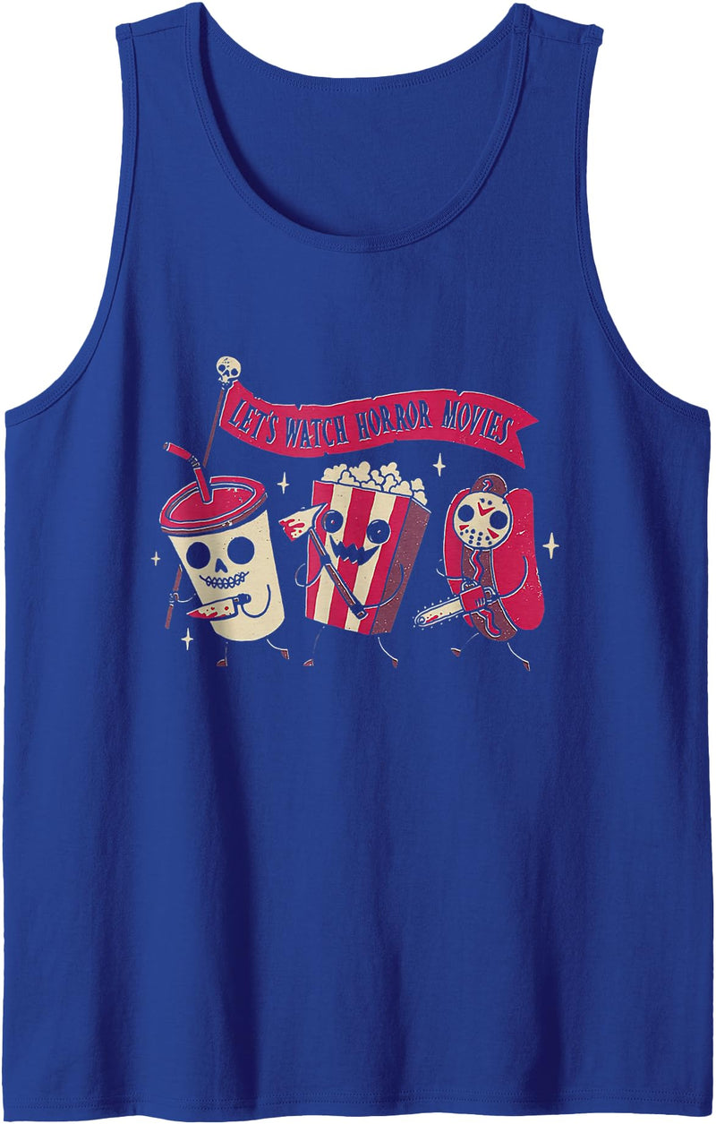 Halloween shirt Let's Watch Horror Movies Funny Halloween Costume Tank Top - Royal Blue