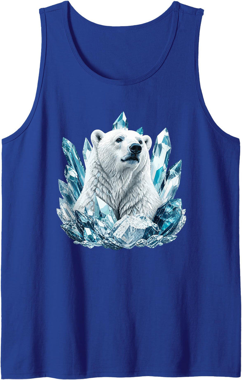 Arctic Polar Bear Crystal Ice Wildlife Ice King Polar Bear with Blue Crystal Peaks Tank Top - Royal Blue