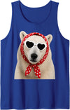 Funny Polar Bear with Sunglasses Cute Polar Bear Lover Heart Sunglasses Tank Top - Royal Blue