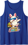 Funny Easter Rabbit Happy Easter Design Tank Top in Royal Blue