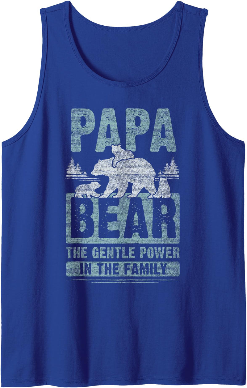 Papa Bear - Content Design Studio Mens Papa Bear 3 cubs, 3 kids, dad, grandpa, Father's Day Tank Top - Royal Blue