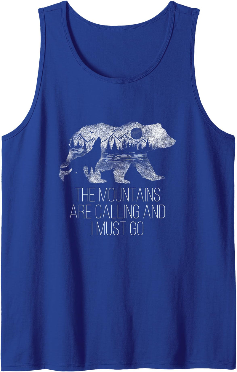 The Mountains are calling wild bear t-shirt The Mountains Are Calling And I Must Go camping gift Tank Top - Royal Blue