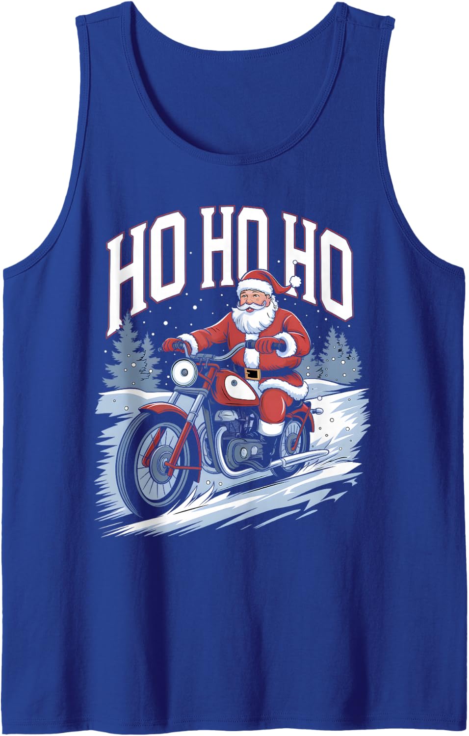 Ho Ho Ho Christmas Sweater Motorcycle Biker X-Mas Sleeveless Tank Top - Royal Blue