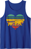 Mama Bear One Cub Retro Heart Mothers Day Gift Tank Top - Royal Blue
