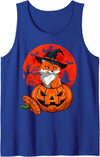 Funny Halloween, Pumpkin, Cute Fox Witch Cute Fox Witch Halloween Pumpkin Moon, Funny Fox Halloween Tank Top - Royal Blue