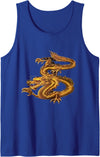 BISAZA Gold Dragon China War Graphic Novelty Golden Tank Top - Royal Blue
