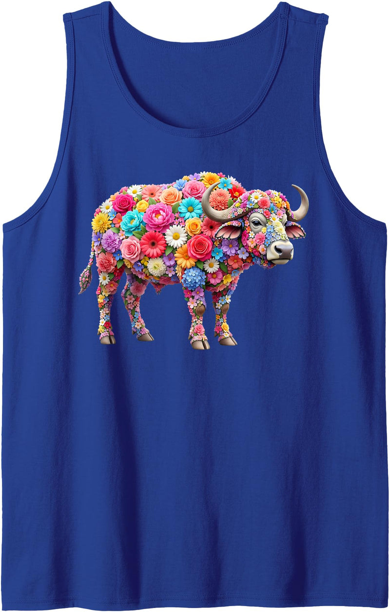 Buffalo lover for Women Men Kids Cute Flower Buffalo on Summer Floral Buffalo Tank Top - Royal Blue