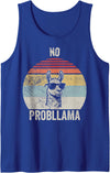 Retro Vintage Cool Llama Fun Humor No Probllama Cool Llama Sunglasses Joke Tank Top - Royal Blue