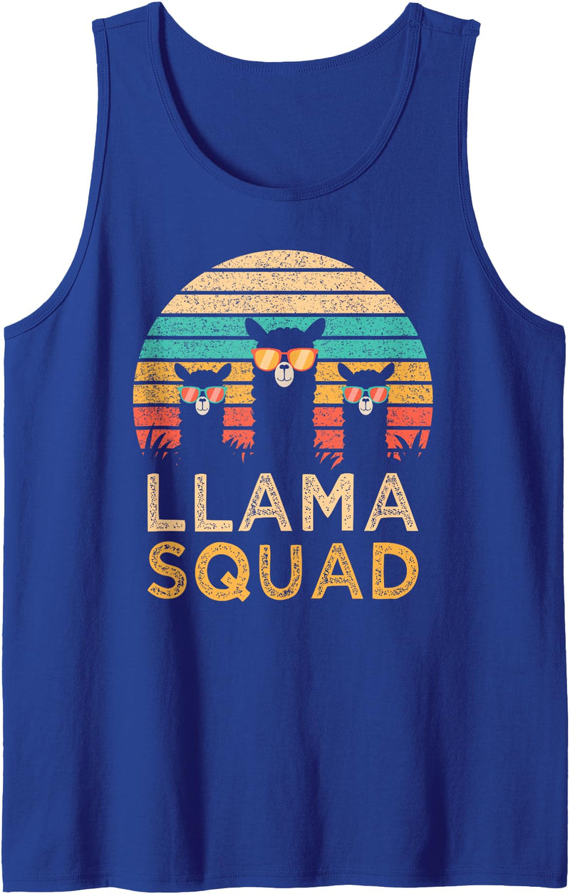 Llama Squad With Glasses Funny Funny Llama Squad Sunglasses Cool Llamas Vintage Gift Tank Top - Royal Blue