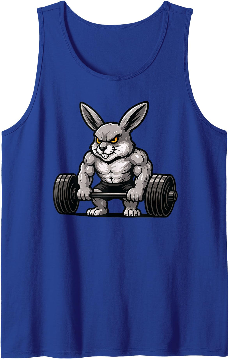 Rabbit Weightlifting Bodybuilder Workout Gym Pet Lover Tank Top in Royal Blue