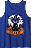 Halloween Cute Ghost Pumpkin Cat Shirt Men Women Vintage Black Cat Halloween Spooky Pumpkins Apparel for Kids Tank Top -