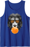 Bubble Gum Animals Lions Face Kids, Women, Men Orange Bubble Gum Lion Stripe Sunglasses Lion Head Tank Top - Royal Blue