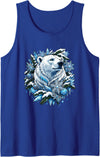 Arctic Polar Bear Winter Snowflakes Christmas Polar Bear Wreath Ice Crystals Tank Top - Royal Blue