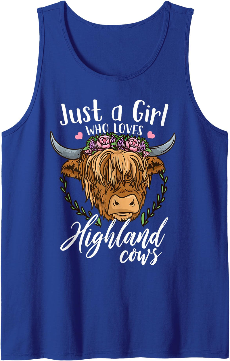 Scottish Highland Cow Lovers Scottish Highland Cow Just a Girl Who Loves Highland Cows Tank Top - Royal Blue