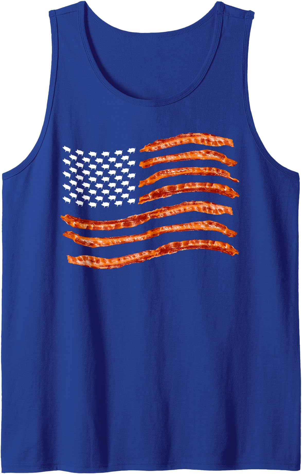 Cool American Smoked Pork Meat Lovers Designs USA Bacon Flag | Cute US Dried Pigs Funny 4th Of July Gift Tank Top - Royal Blue