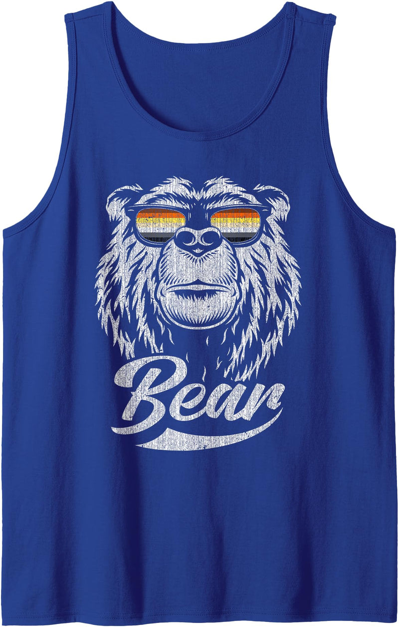 Bear Gay Pride by Content Design Studio Mens Gay Bear Community Bear with Glasses Tank Top - Royal Blue