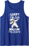 Polar Bear Humor Retro Animal Co Funny Sorry Im Late I was Dilly Dallying Meme Polar Bear Tank Top - Royal Blue