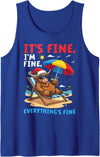 T9Shop Merry Christmas in July Highland Cow Lover Highland Cow Summer Xmas Its Fine Im Fine Everythings Fine Tank Top -