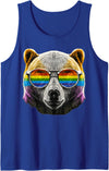 Gay Daddy Bear Funny LGBT Gay Pride LGBTQIA Gifts Mens Gay Bear LGBTQ Rainbow Sunglasses Pride Flag Daddy Bear Tank Top - Royal Blue
