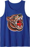 Urban Empyre Grizzly Bear Brown Tattoo Flash Tank Top - Royal Blue