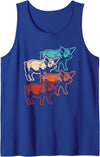 BALARI Retro Pig Vintage Pig Lover Farmer Men Women Tank Top - Royal Blue