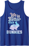 Bunny Lover Cute Life Is Better with Bunnies Mom Easter Tank Top in Royal Blue