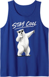 Polar Bear Enthusiast Apparel Polar Bear Wearing Sunglasses with Stay Cool Quote Tank Top - Royal Blue