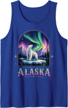 Polar Bear Art Lovers Polar Bear Under Aurora Borealis Tank Top - Royal Blue