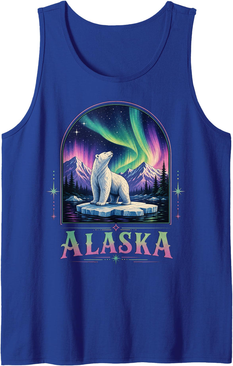 Polar Bear Art Lovers Polar Bear Under Aurora Borealis Tank Top - Royal Blue