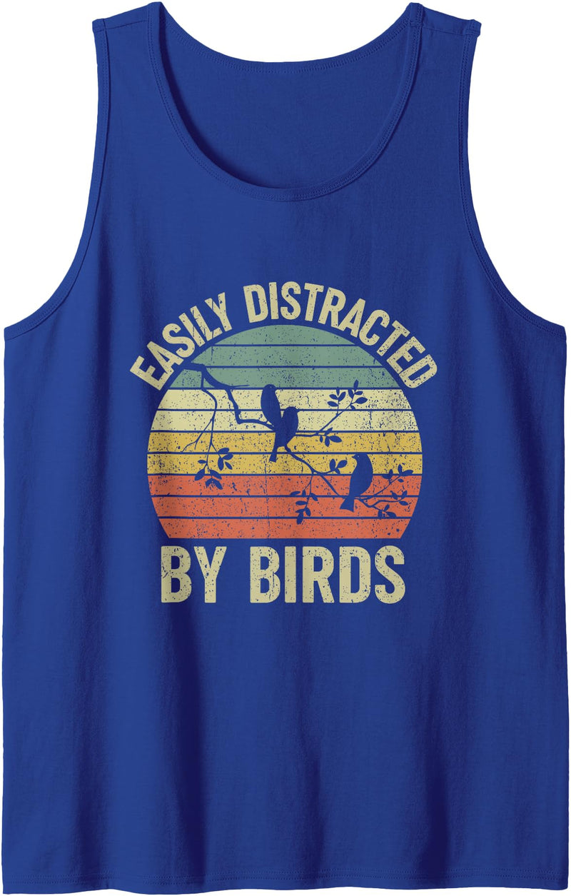Easily Distracted by Birds Tank Top - Royal Blue