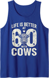 Funny 60th Birthday Cow Lover Famer Men Women Tees Life is Better at 60 with Highland Cows Funny 60th Birthday Tank Top -
