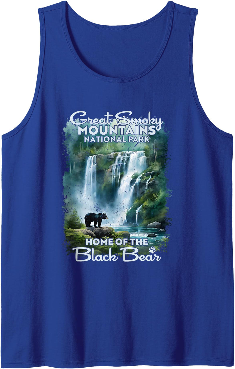 Savvy Designs Stl Great Smoky Mountains National Park Home Of The Black Bear Tank Top - Royal Blue