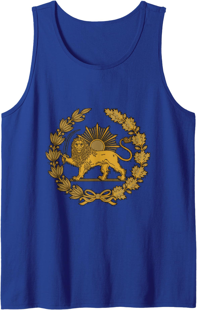 Persian Fine Arts Shir o Khorshid, Lion and Sun, Symbol of Persia Tank Top - Royal Blue
