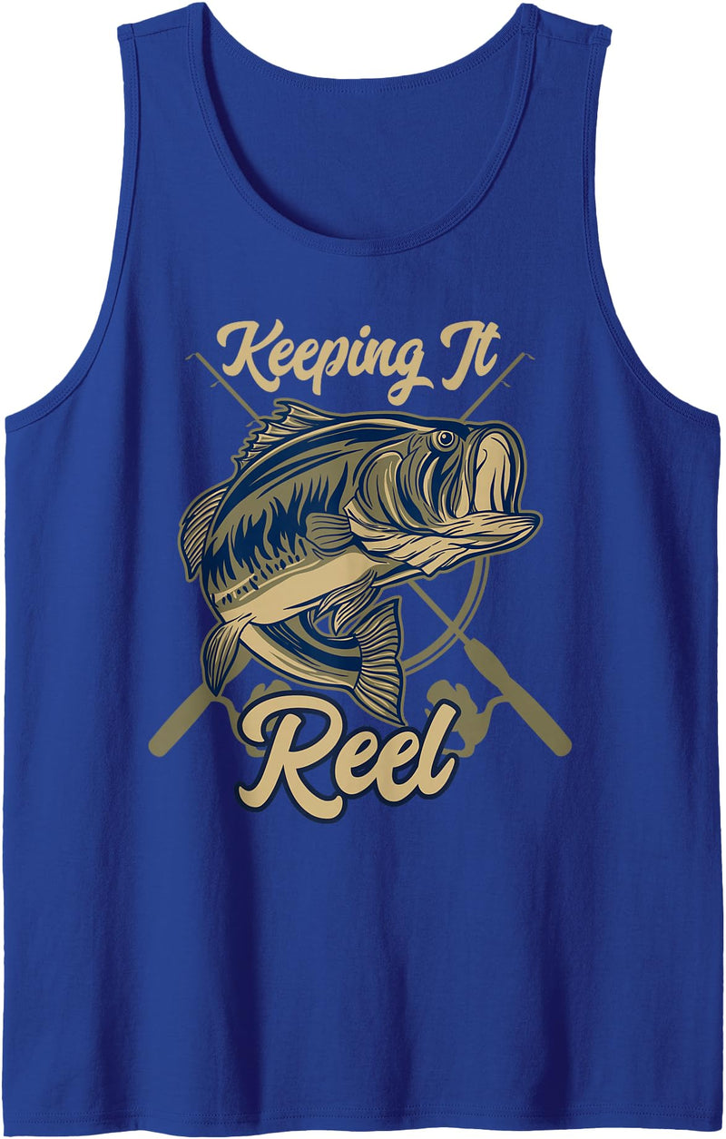 Fishing Gifts Freshwater Angler & Fisherman FIDIMA Keep It Reel Tank Top - Royal Blue