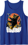 Vintage Sunset Attack Giant Cat Japanese Sunset Catzilla Tank Top - Royal Blue