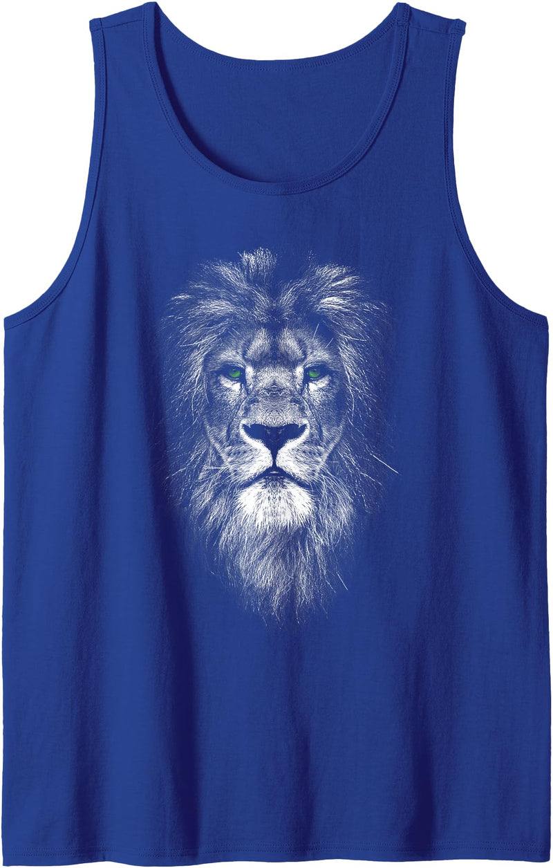 MyAnimal - Your Favourite Animal Wear Cool Lion with Green Eyes Tank Top - Royal Blue