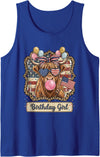 Patriotic Highland Cow Birthday Girl Flag Apparel Patriotic Highland Cow Birthday Girl Flag Design Tank Top - Royal Blue