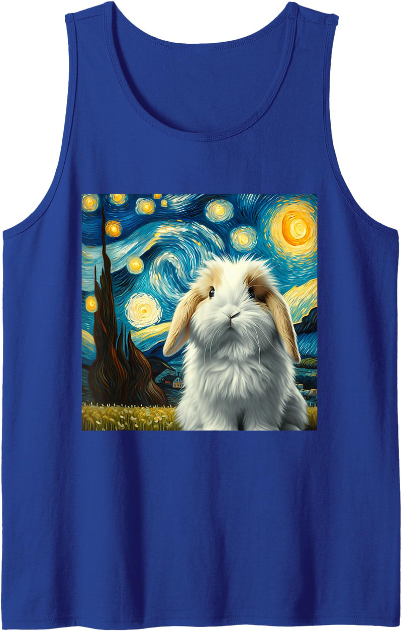 Mini Lop Rabbit Starry Night Tank Top in Royal Blue