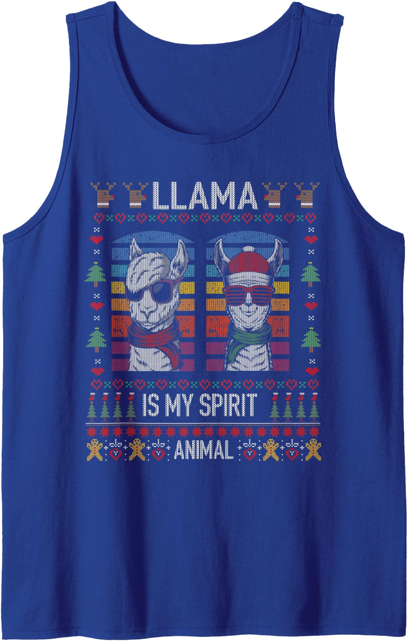Llama My Spirit Animal Llama Ugly Christmas Llama 's My Spirit Animal Llama Ugly Christmas Sweater Tank Top - Royal Blue