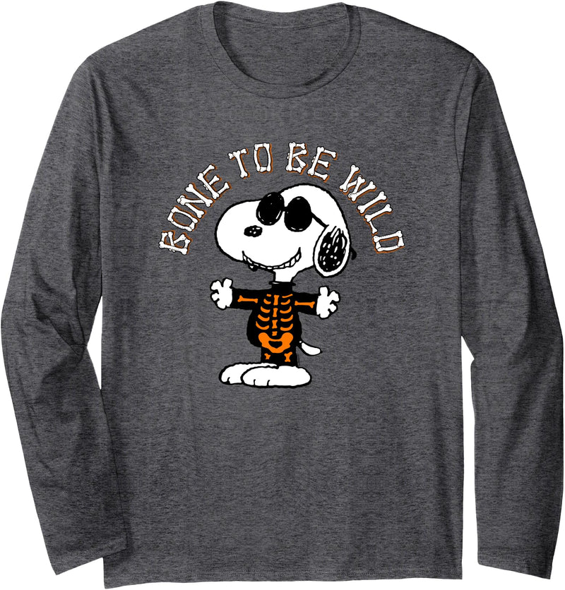 Peanuts Halloween Snoopy Bone 2 Be Wild Long Sleeve T-Shirt Long Sleeve T-Shirt - Dark Heather Grey