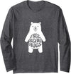 Funny Hugs for Free / Hugger Bear Gifts & Apparel Free Bear Hugs / Cute White Hand-Drawn Polar Bear Hug Long Sleeve T-Shirt - Dark Heather Grey