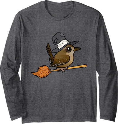 Birdorable Wren Witch Halloween Festive Fall Holiday Bird Long Sleeve T-Shirt